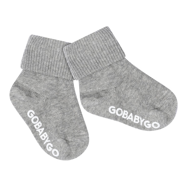 Non-slip Grip socks organic cotton - Grey Melange