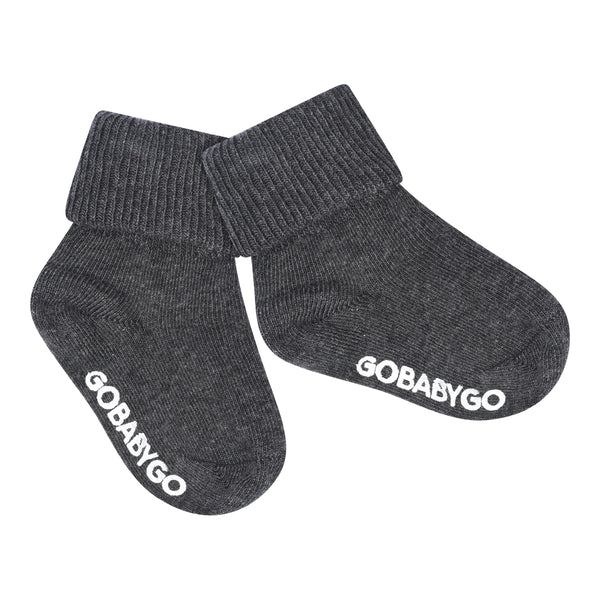 Non-slip Grip socks organic cotton - Dark Grey Melange