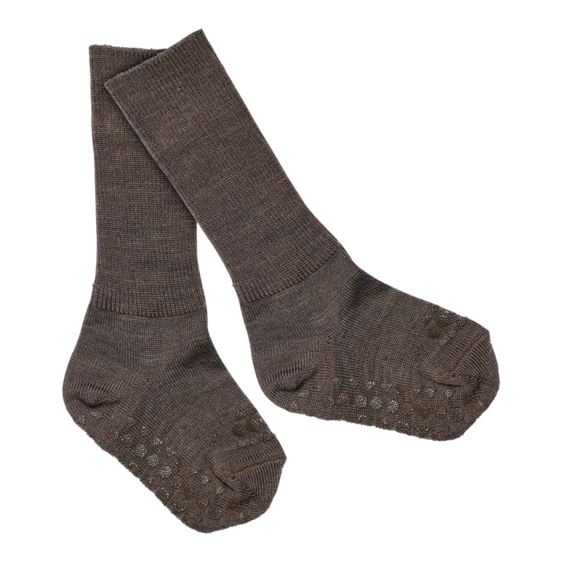 Non-Slip Grip Socks - Merino Wool - Chestnut