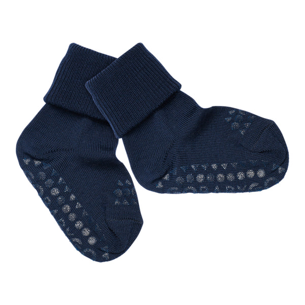 Non-Slip Grip Socks - Merino Wool - Midnight Blue