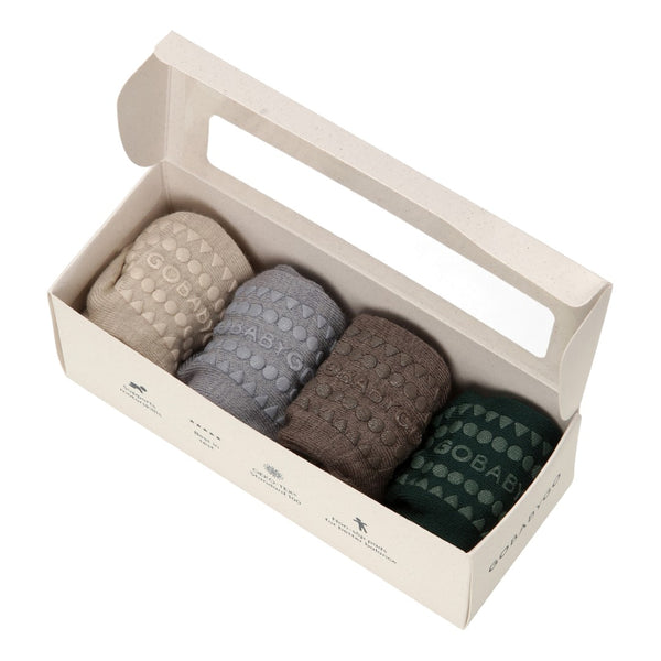 Combo Box 4-pack laine mérinos - Mélange gris foncé, sable, mélange gris, mélange marron