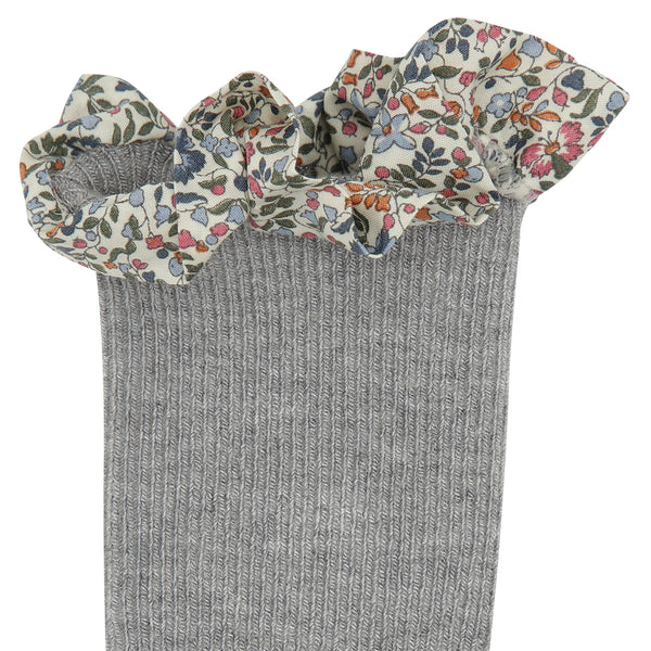 Chaussettes Antidérapantes Bambou - Gris Melange x Liberty